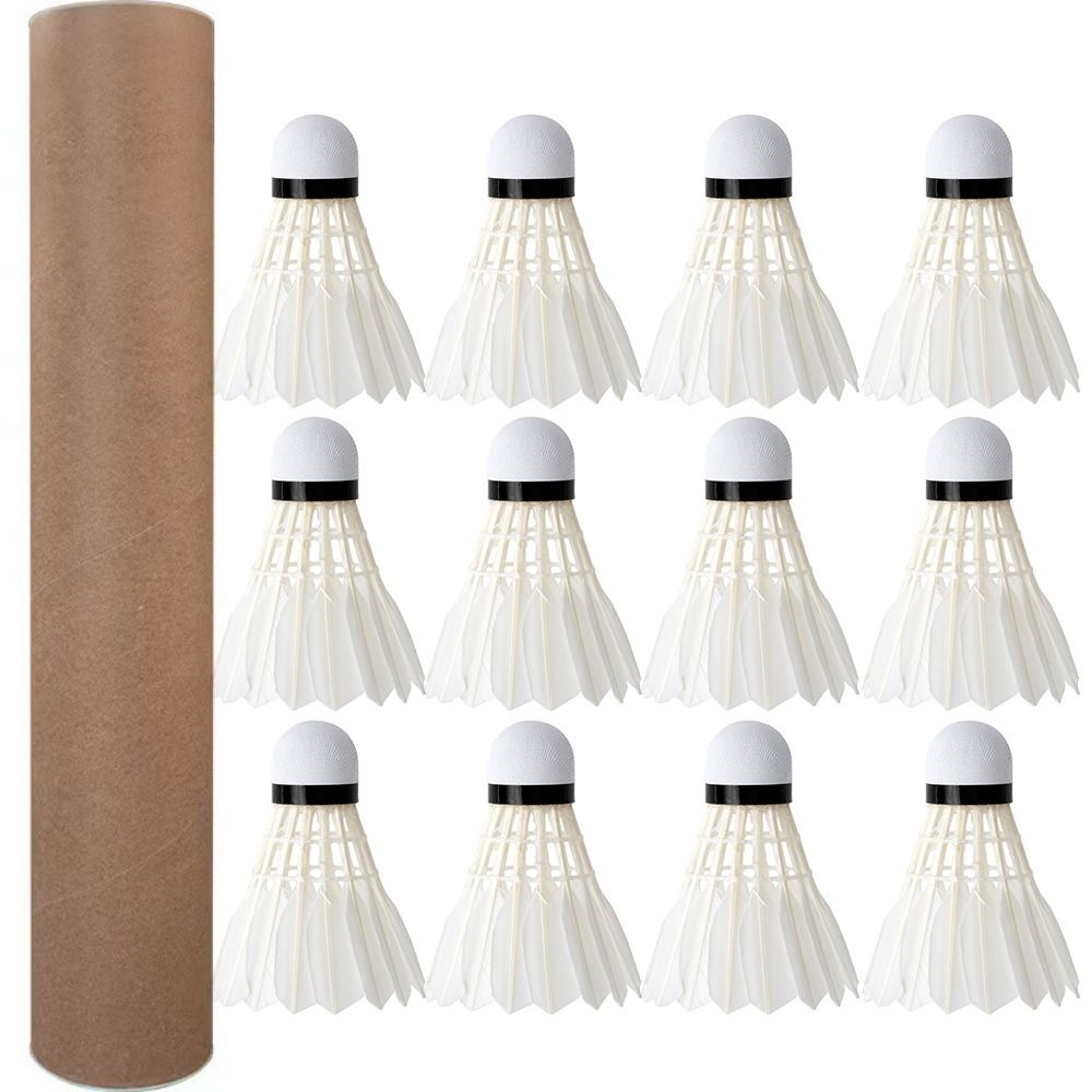 Feather Shuttlecock - 12 ชิ้น Professional White Goose Feather