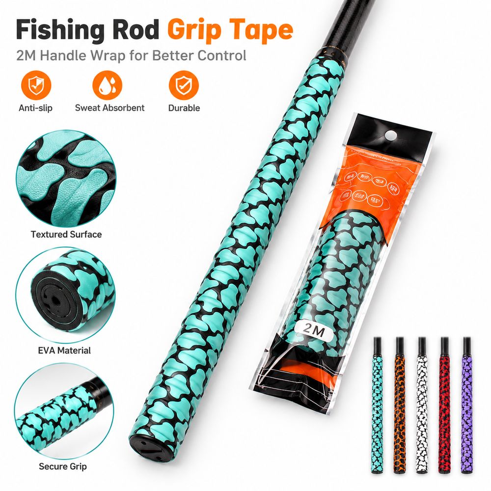 Badminton Grip - แถบกันลื่นสำหรับด้ามคันเบ็ดตกปลา ผิวสัมผัสแบบมีลวดลาย ทนทานต่อการสึกหรอ สายรัดด้ามไม้แบดมินตัน วัสดุ EVA