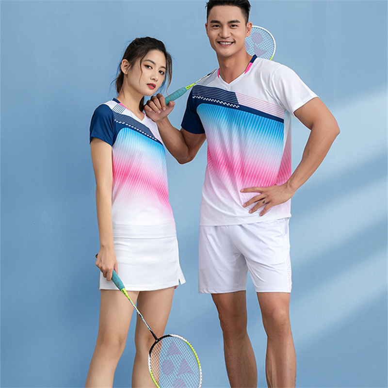 Badminton Shuttlecock - แบดมินตันเสื้อและกางเกงขาสั้นผู้ชาย & ผู้หญิงขนเสื้อกระโปรงเทนนิสแบดมินตันการฝึกอบรมชุดชุดออกกำลังกายแขนสั้นกีฬา