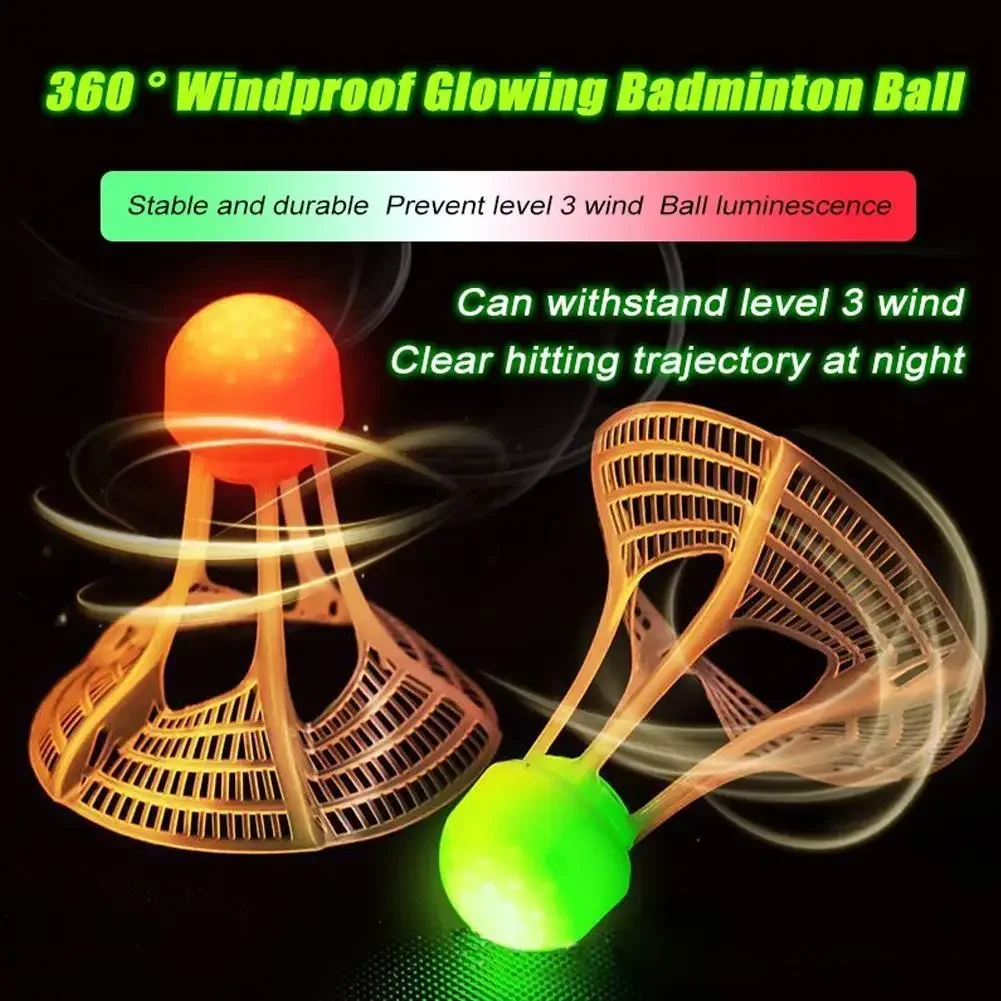 Badminton Shuttlecock - 1/5 ชิ้น ลูกขนไก่แบดมินตันเรืองแสง, ลูกขนไก่แบดมินตันเรืองแสงสำหรับเล่นกลางคืน, ทนทานต่อแรงลม เหมาะสำหรับการฝึกซ้อมกลางแจ้ง